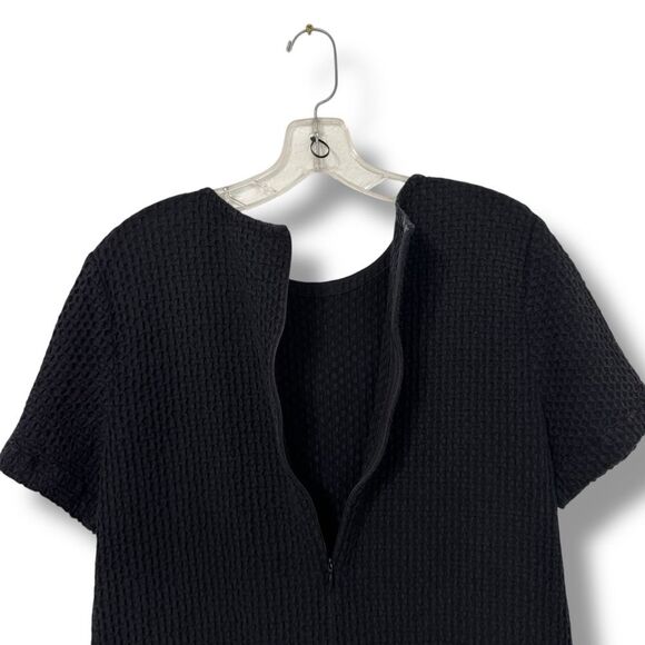 Eileen Fisher Organic Cotton Honeycomb Dress Knee Length Black Size Medium - Picture 4 of 7